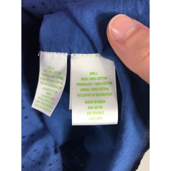 Lilly Pulitzer Emberline Navy Bayside Embroidery Eyelet Top M Preppy Coquette - Picture 8 of 9